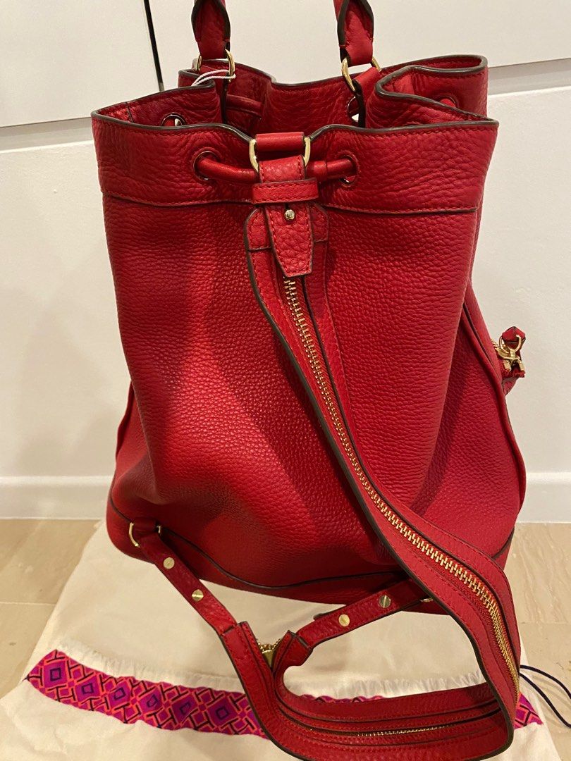 Tory burch red hotsell leather backpack