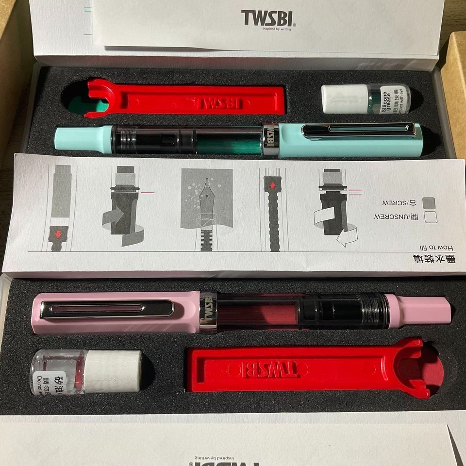 TWSBI ECO Pastel Pink (B) & TWSBI ECO T Mint Blue (EF), Hobbies & Toys