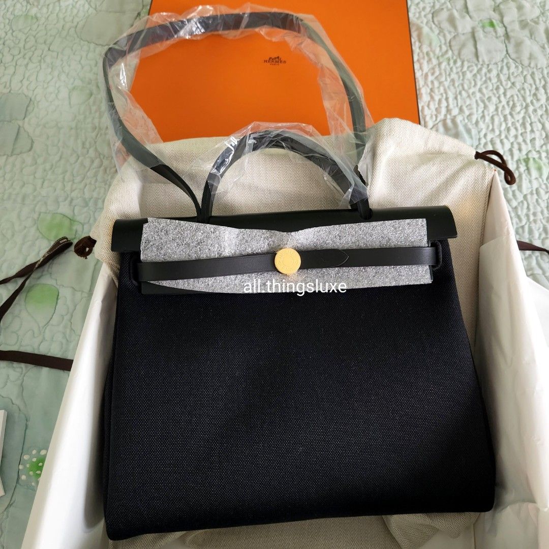Hermes Herbag 31 Black Noir / GHW (Brand New), Luxury, Bags & Wallets on  Carousell