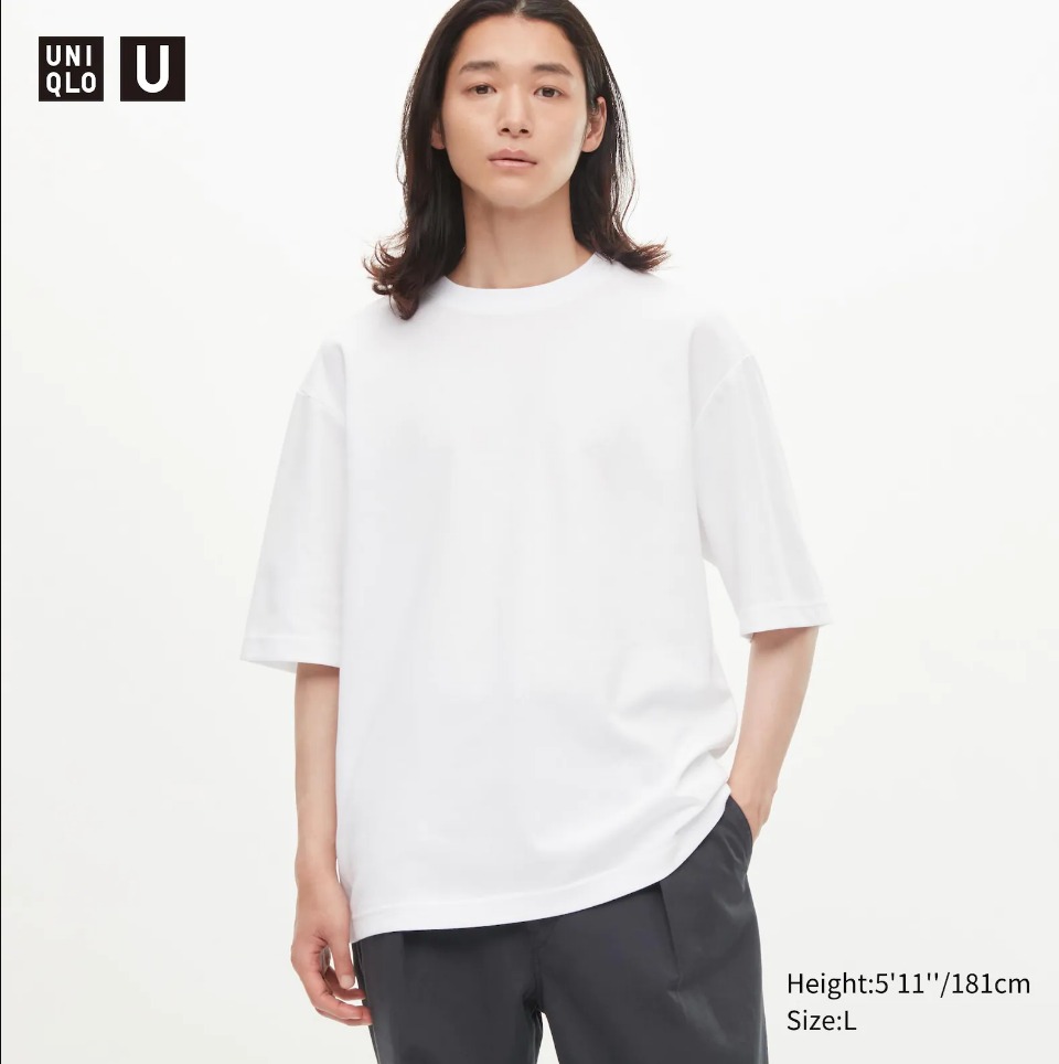 Uniqlo U Airism Cotton Crew Neck Oversized T-Shirt, Men's Fashion, Tops ...