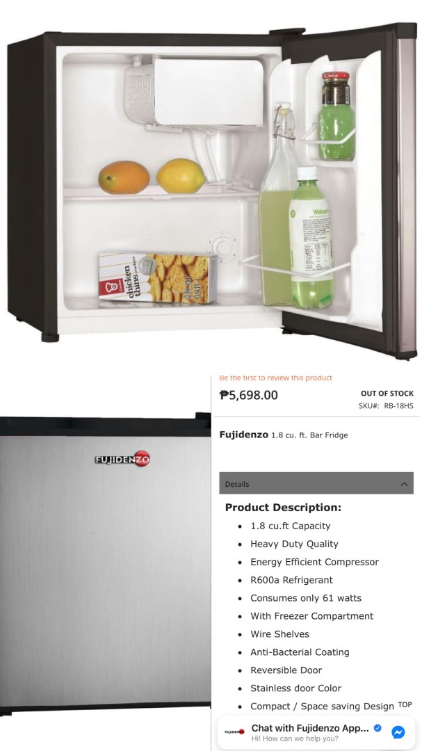 USED Fujidenzo Refrigerator TV Home Appliances Kitchen
