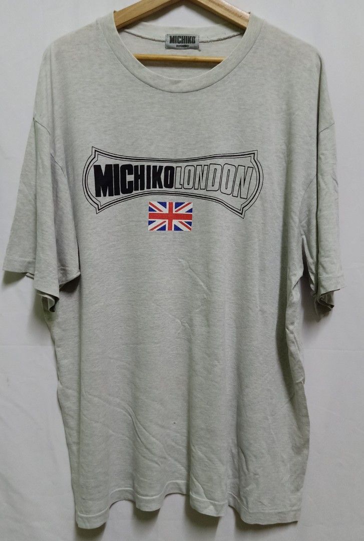 Vintage 90s MICHIKO LONDON Koshino UK Flag T-shirt, Men's Fashion 