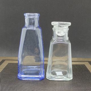 Vintage Blue and Clear Glass Apothecary Perfume Bottles