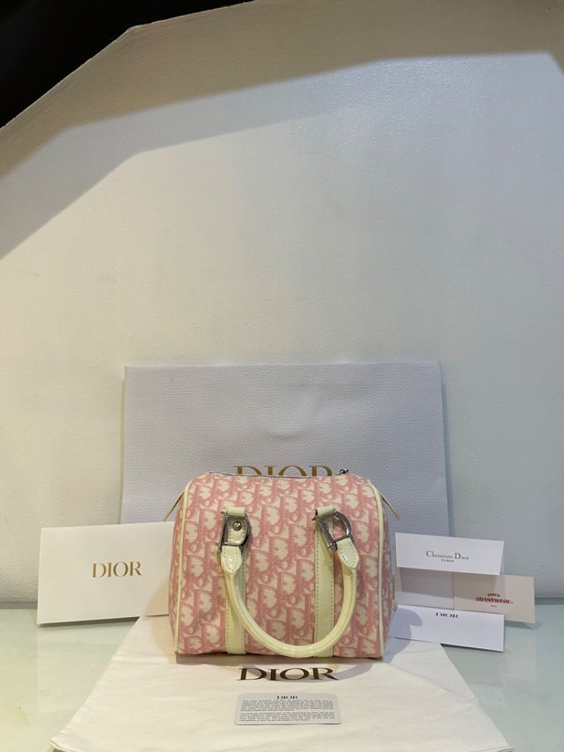 christian dior pink trotter mini boston bag, Luxury, Bags & Wallets on  Carousell