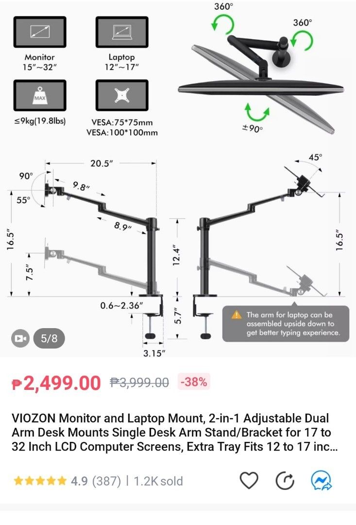 Viozon Monitor and Laptop mount, Mobile Phones & Gadgets, Mobile