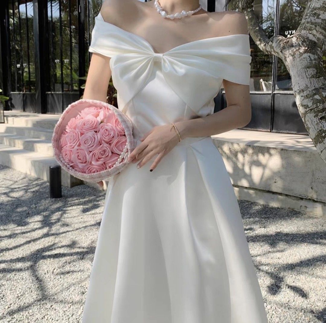 White silk online formal dress