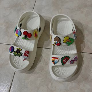Ladies Woman Children Sandals Shoe Flats Croc Flipflop White Heel Best Fit size35-36 