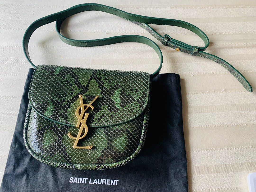 YVES SAINT LAURENT Kaia Small Snakeskin Embossed Leather Crossbody Bag