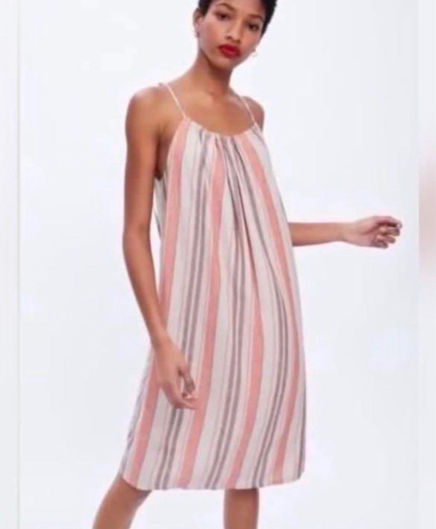 Zara rustic striped boho tie string midi dress
