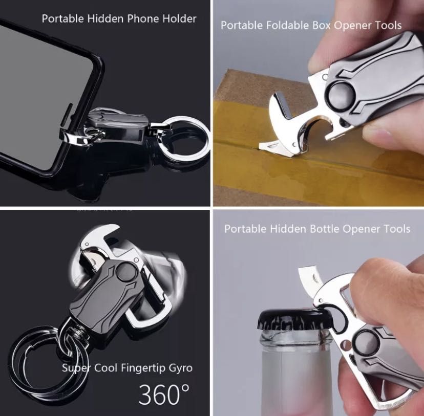 Multi-functional Car Auto Spinner Keychain Bottle Opener Key Ring