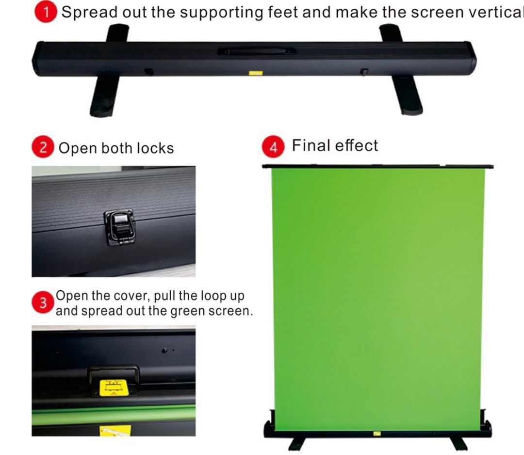 (1.5m) Pull Up Green Screen Collapsible Background Panel with Auto