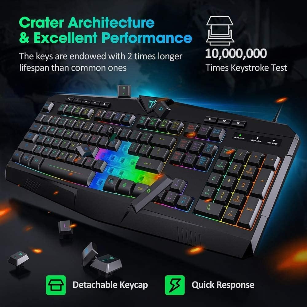 2214) Keyboards - PicTek PC232 Gaming Keyboard 112 Keys Wired Membrane ...