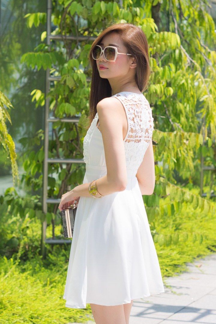 White crochet skater store dress
