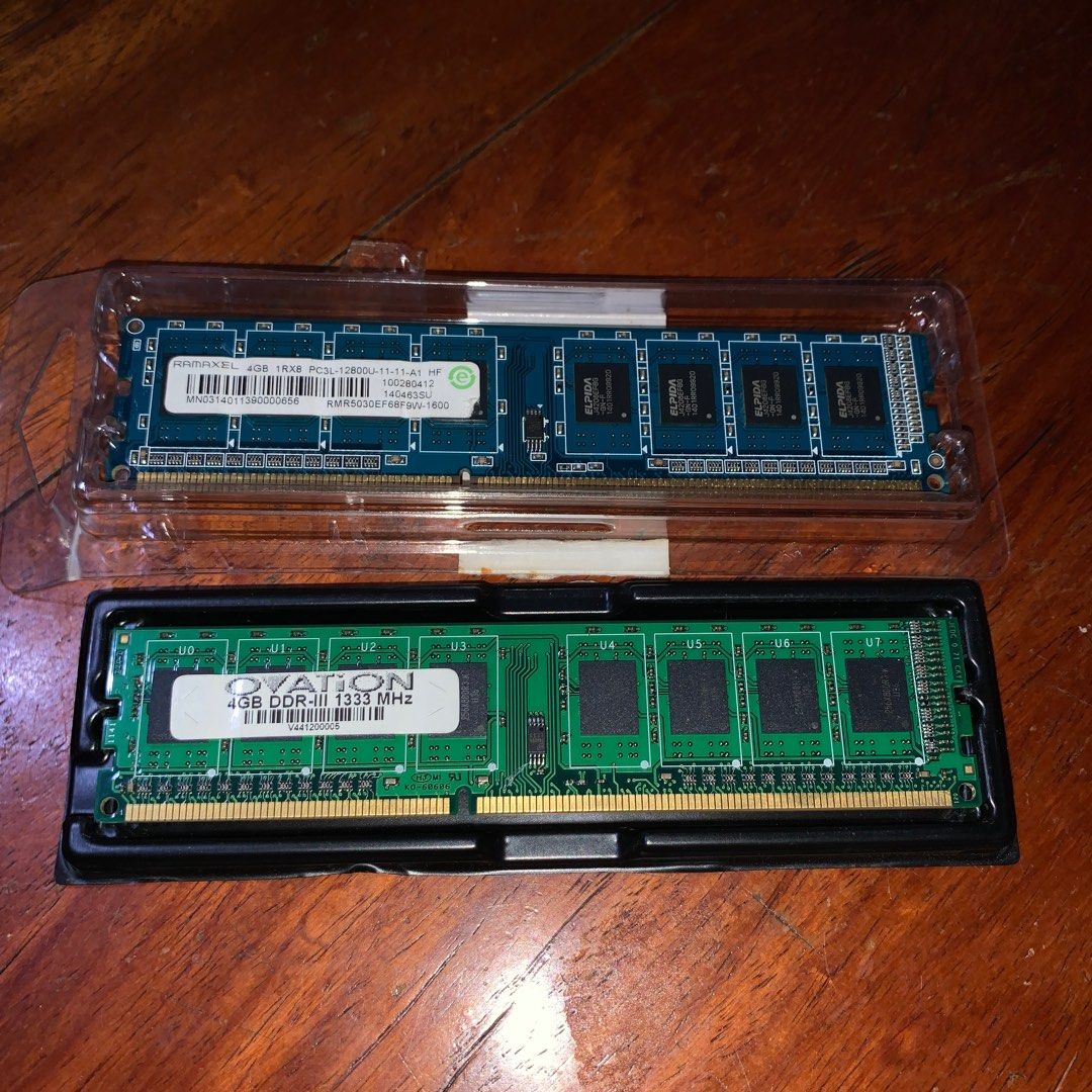 4GB DDR3 RAM (Category: Computer Parts) located in Quezon City. Submitted by sweetlikesoju (Listing ID 1202483609, Image 1). Description: Ovation / Ramaxel 4GB 1333MHz DDR3 RAM ₱350 each Get both for ₱600 👥 No meet-ups for safety purposes 📦 GoGo Xpress / Grab Express / Borzo Delivery from Malate, Manila 💳 GCash / coins.ph / PayMaya / PayPal / BPI.