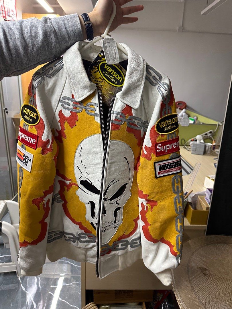 只賣WTS 現貨多谷Supreme Vanson Leathers Ghost Rider Jacket White 