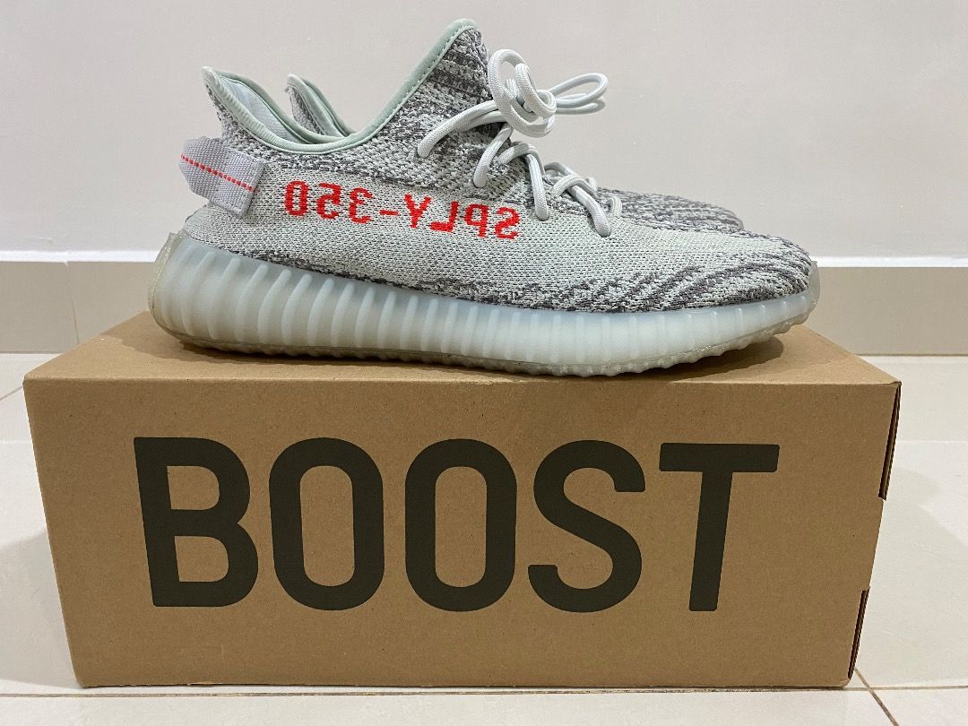 Adidas Yeezy Boost 350 Blue Tint 2022 Malaysia Pair (JD) Size UK 8.5, Men's Fashion, Footwear, on Carousell
