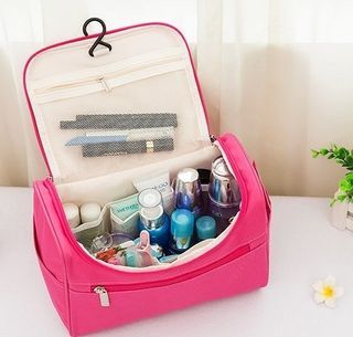 All in One Travel Pink Toiletries Organizer Black, Purple or Navy Blue Make-up Organiser with Hanger
