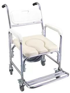 Aluminum Commode Potty Chair with Wheels for Elderly
