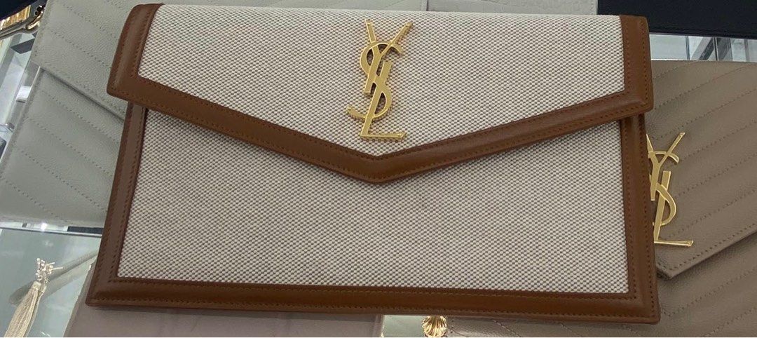 Authentic Yves Saint Laurent Leather Canvas Clutch Luxury Bags Wallets on Carousell