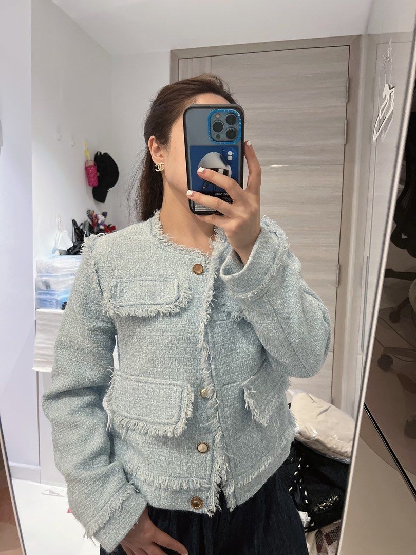 Baby blue store tweed jacket