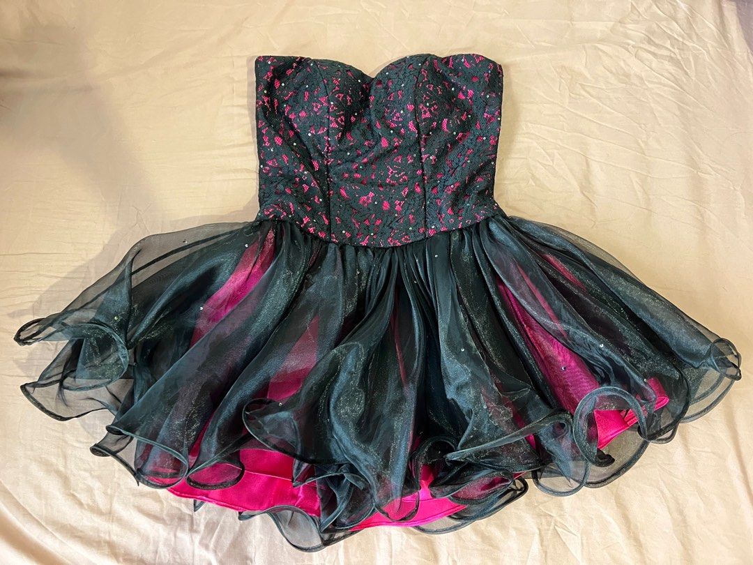 Black and clearance pink cocktail dress