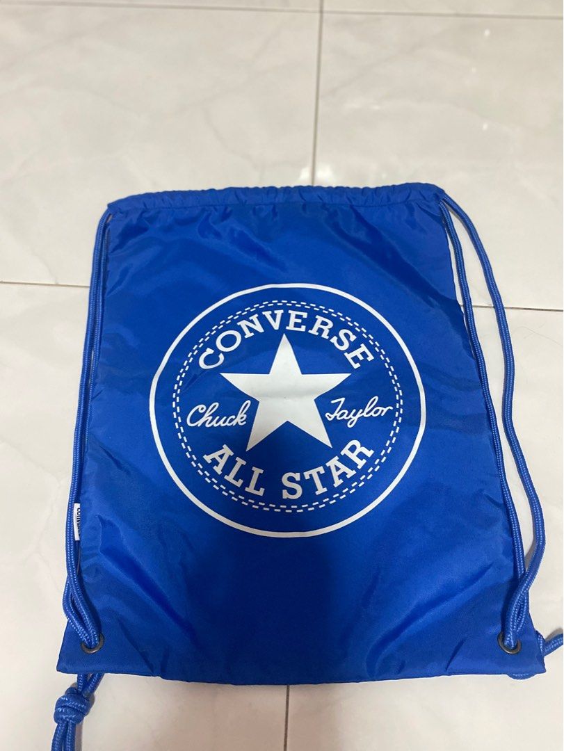 Blue converse all star draw string bag