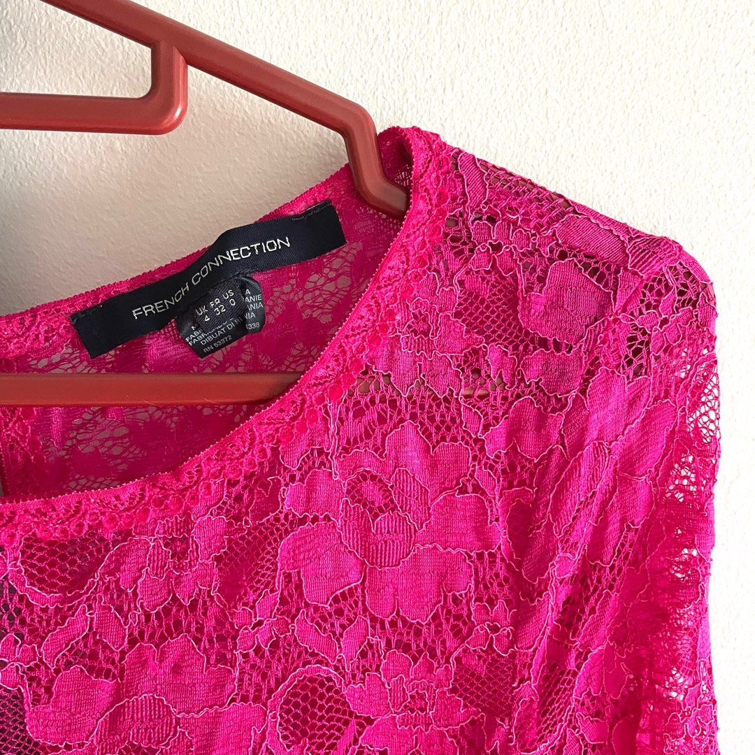 SALE! FCUK French Connection hot pink lace skater dress, Women's Fashion,  Dresses & Sets, Dresses on Carousell