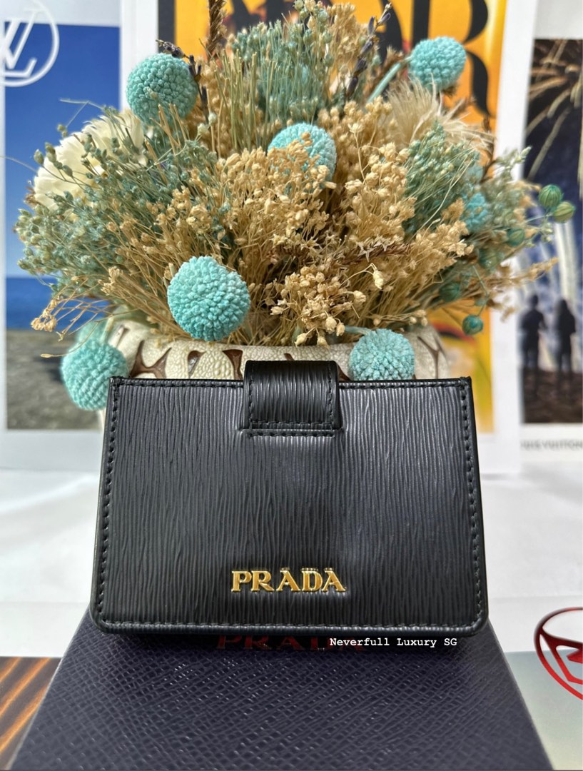 RTP $2,240) PRADA CRYSTAL CARD HOLDER WITH ADJUSTABLE CHAIN