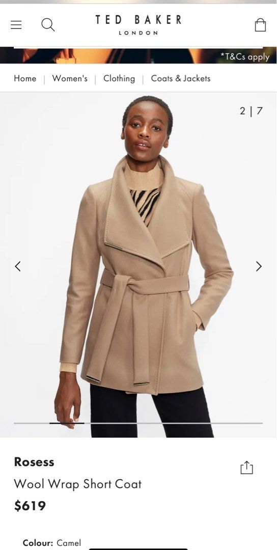 Brand New Ted Baker Wool Wrap Short Coat Women s Fashion Coats