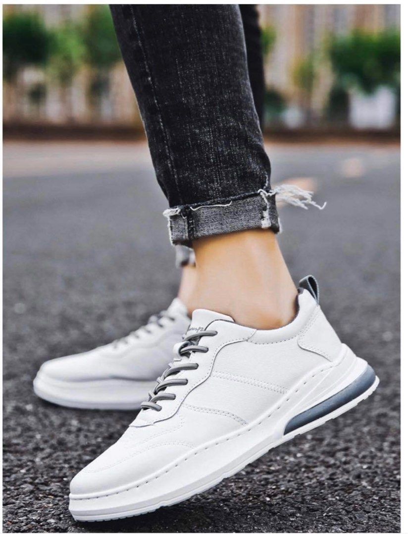 Brand new white sneakers with grey laces