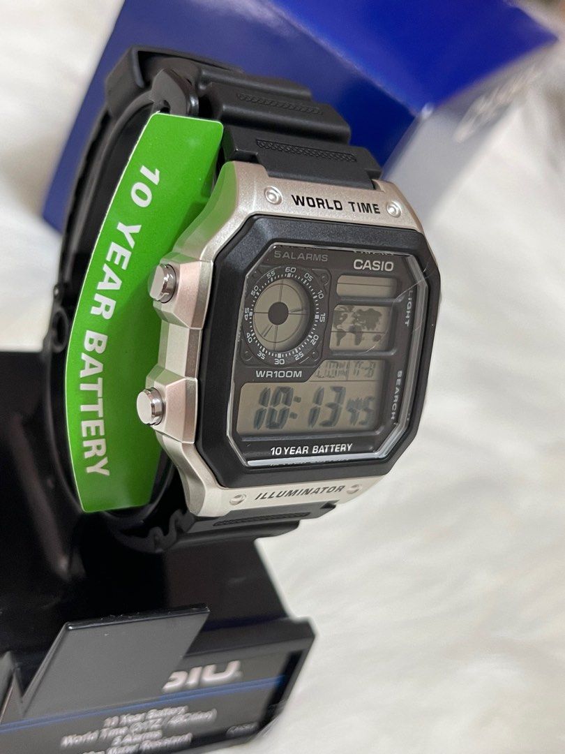 Casio 10-Year Battery, Black/Silver AE-1200WH-1CVCF, Men's Fashion ...