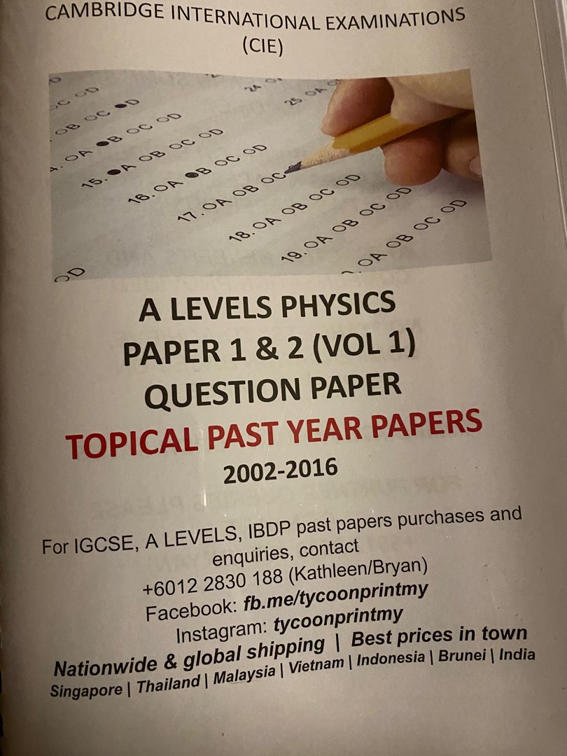 Cie alevel topical past papers physics math hobbies toys books