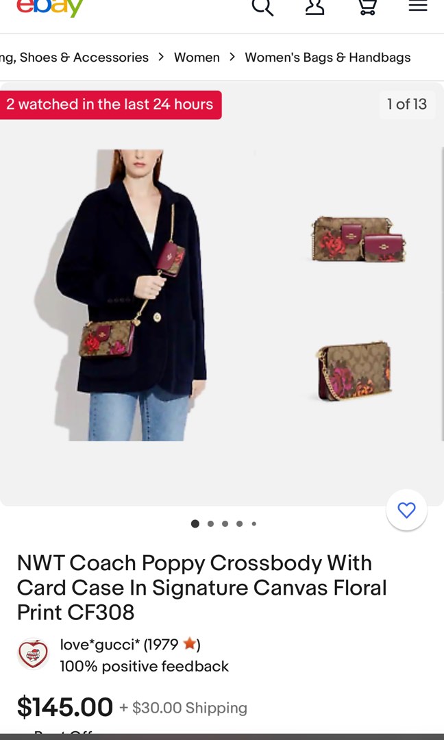Coach Poppy Crossbody in Signature Canvas with Vintage Rose Print