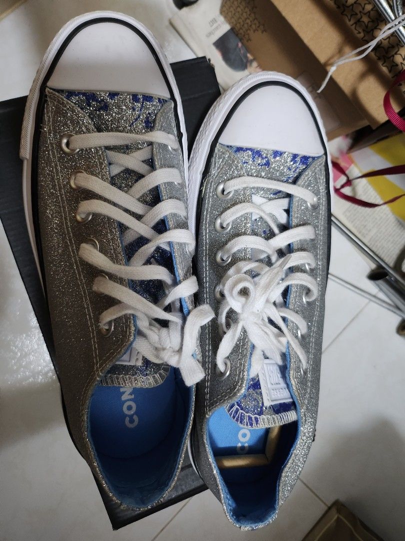 silver glitter converse women's