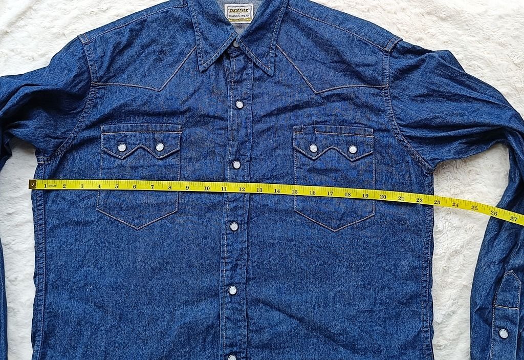 DENIME sawtooth pocket western pearl button, Men's Fashion, Tops & Sets ...