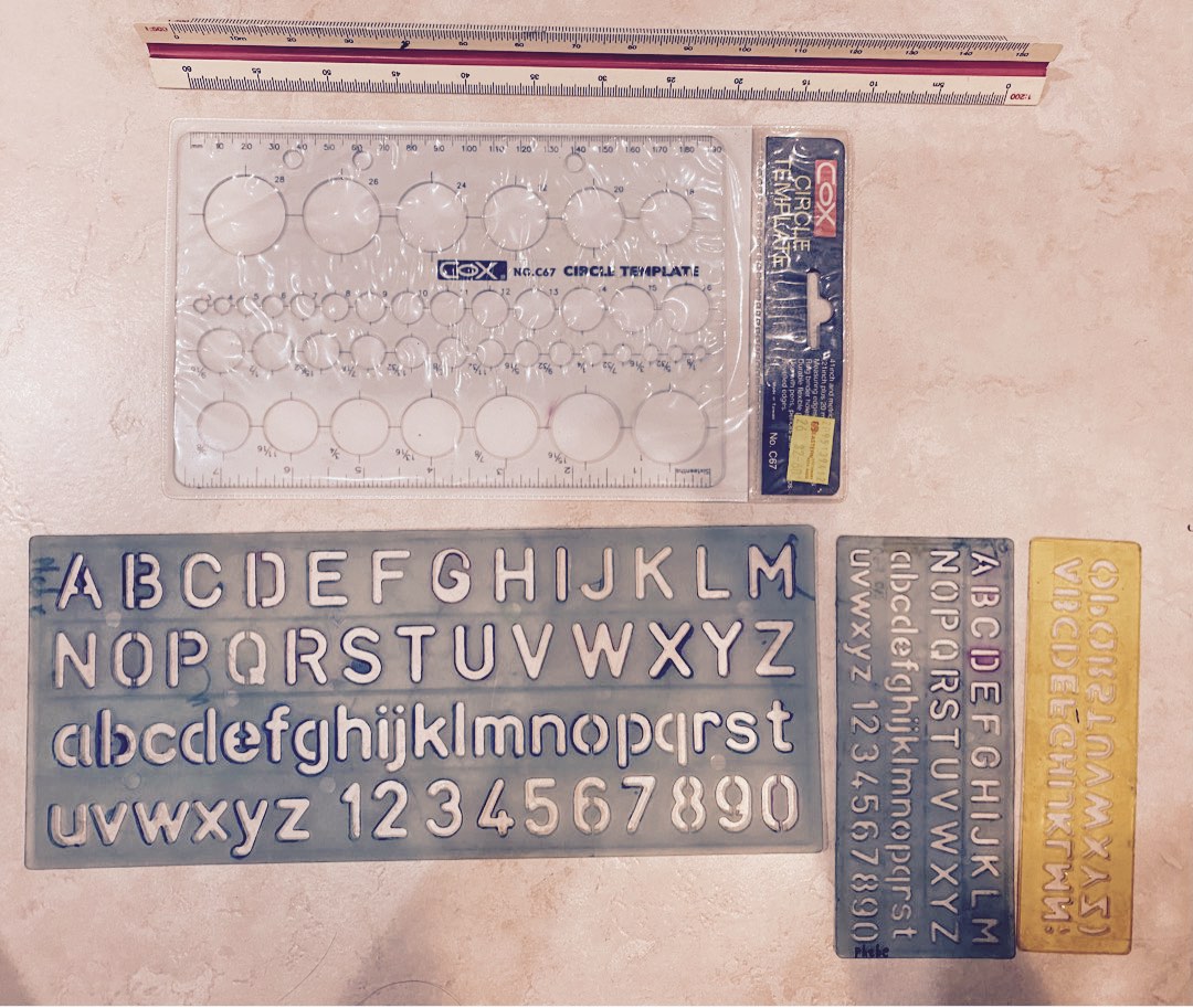 Drawing Template Lettering Ruler Drawing templates / scale ruler, Hobbies & Toys, Stationery & Craft ...