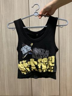 Ekiybho crop top patchwork handmade sewn black singlet