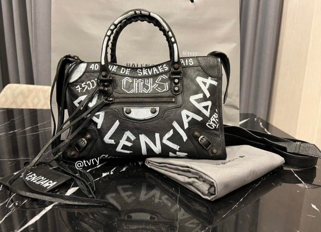 Balenciaga bag with graffiti on sale