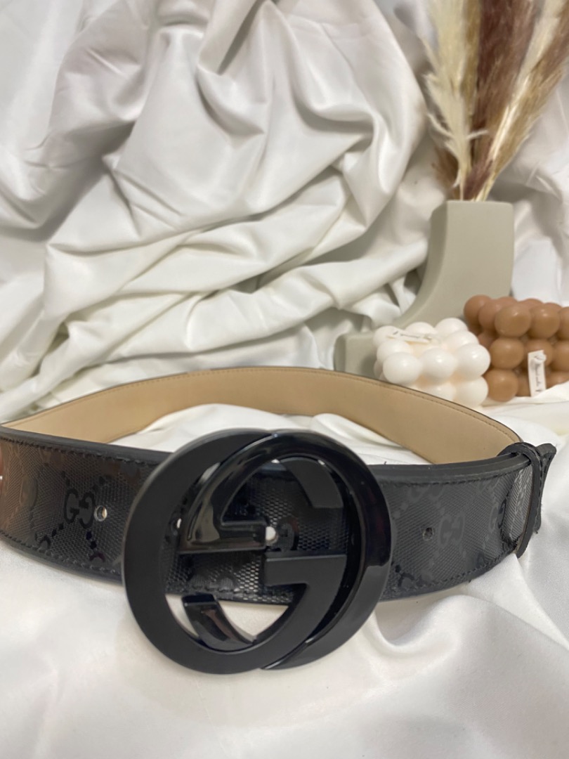 Gucci belt black shiny imprime outlet