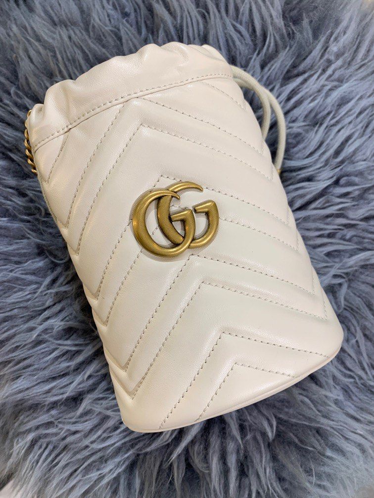 Gucci marmont hotsell bucket bag white