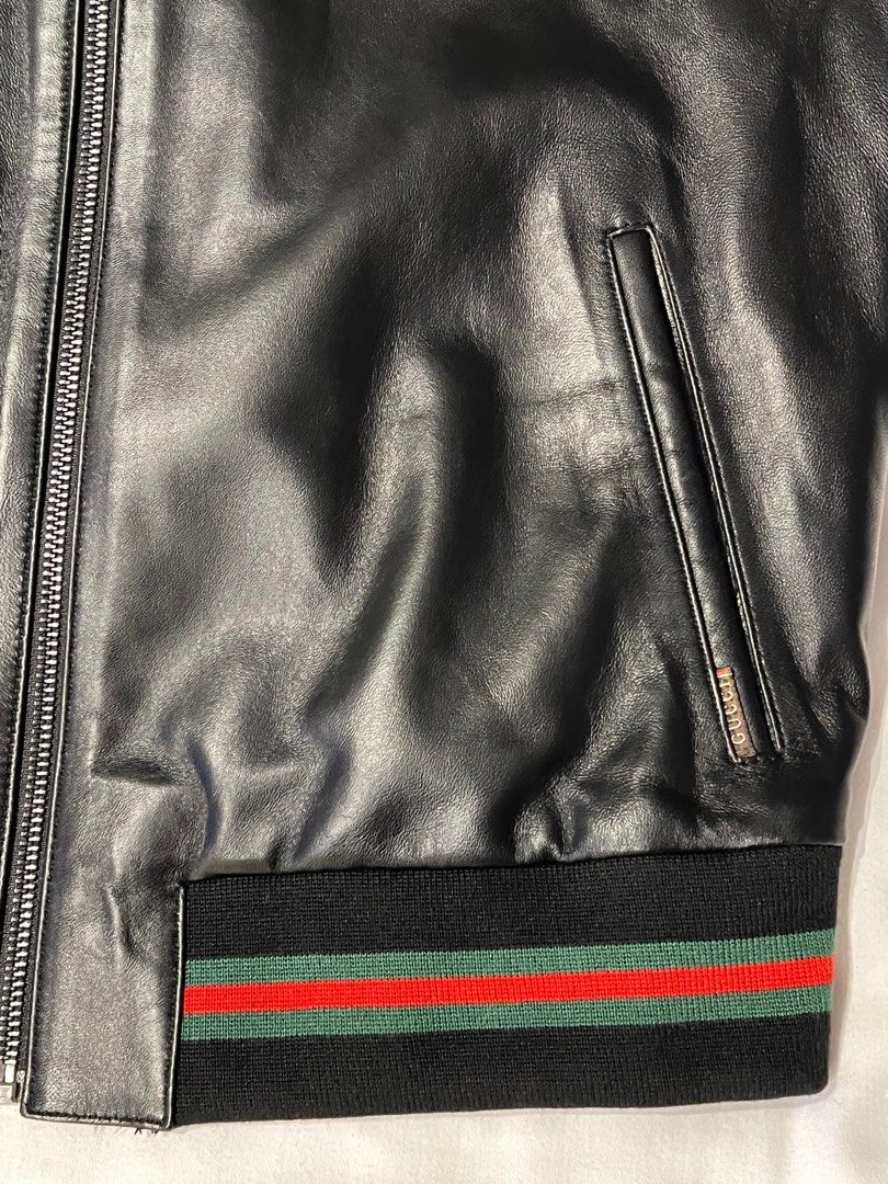 Palace x Gucci Embroideries and Patches Leather Jacket Black Men's - FW22 -  US