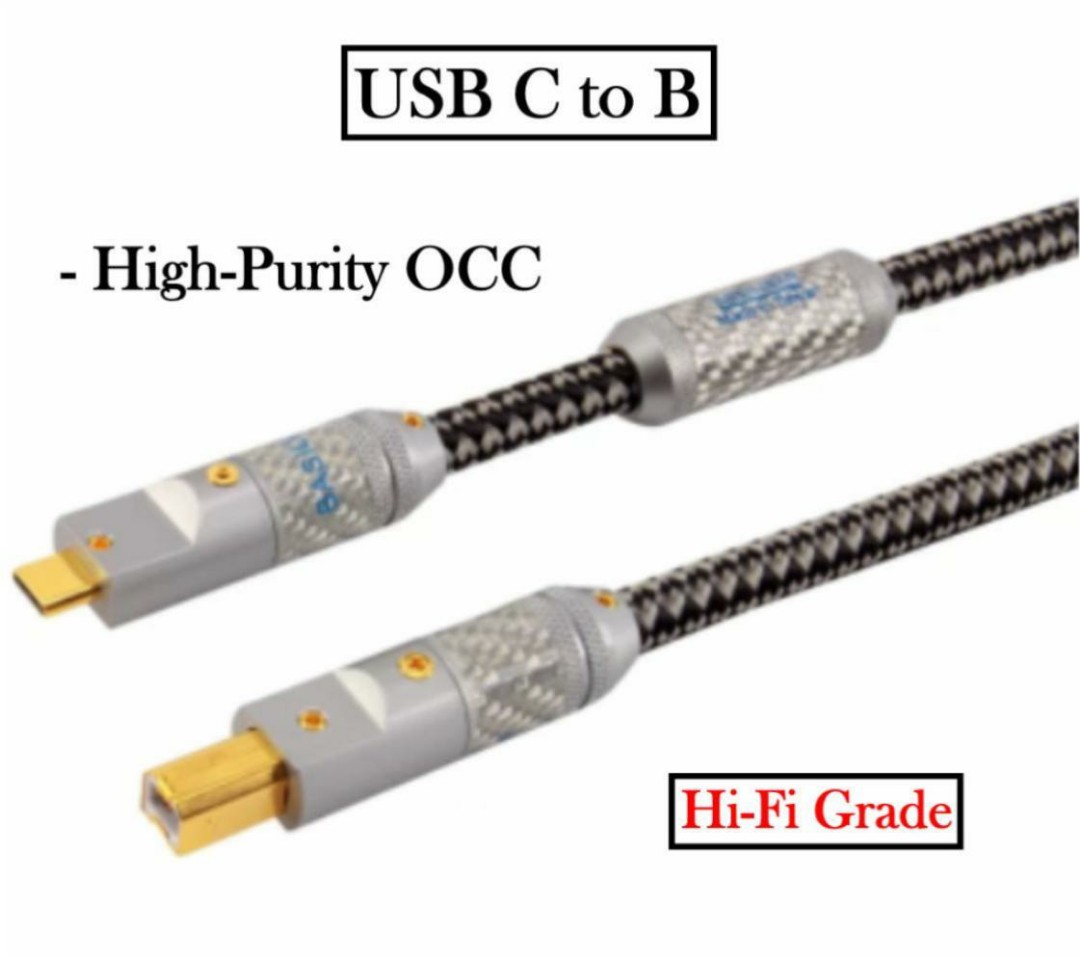 [實體商店] Hi-Fi Grade USB C to B Cable, DAC Cable, 音響器材, 其他音響配件及設備 - Carousell
