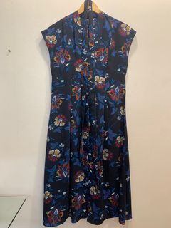 H&M black/blue floral dress with belt