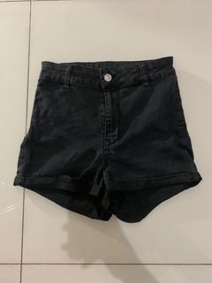 H&M celana pendek hitam | highwaist black short pants