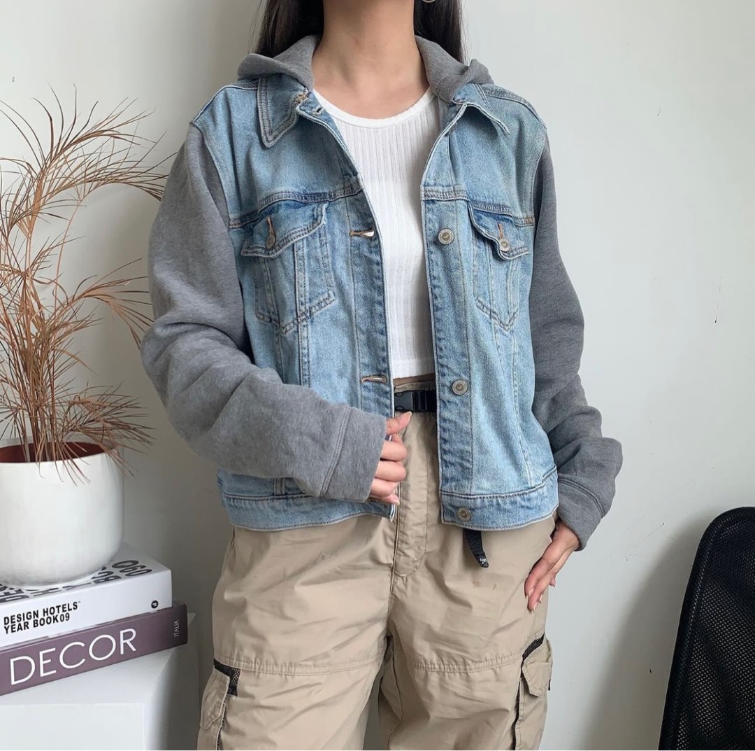 Hollister hooded denim 2025 jacket