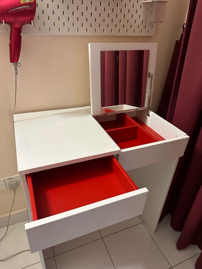 IKEA BRIMNES Dressing Table With SKADIS Pegboard and accessories