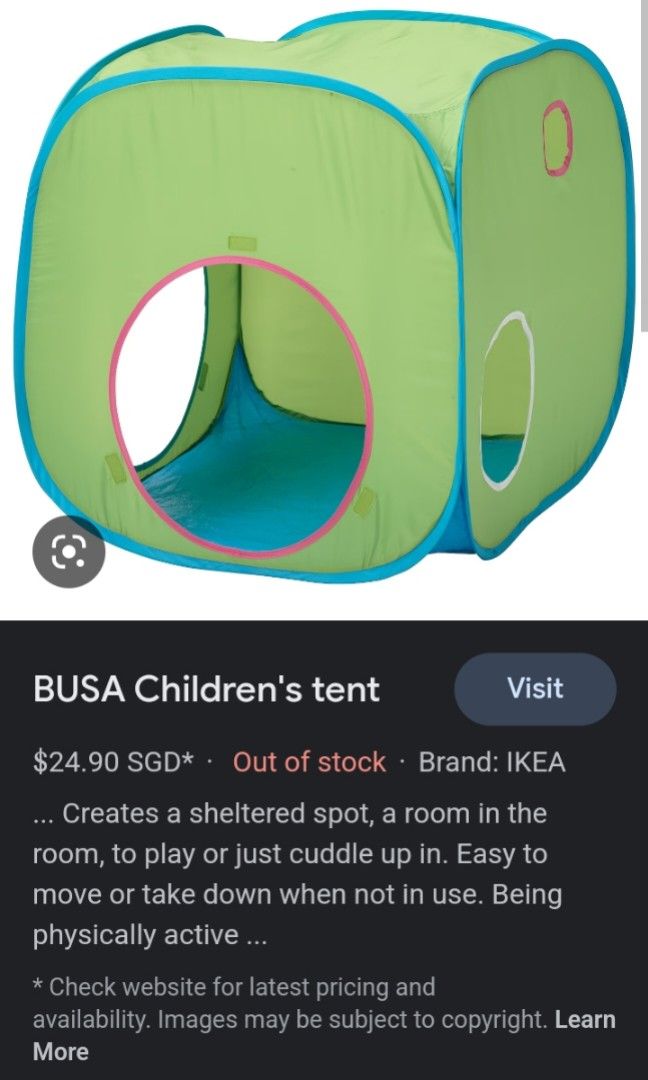 Ikea BUSA children s tent. ORIGINAL PRICE SGD 24.90