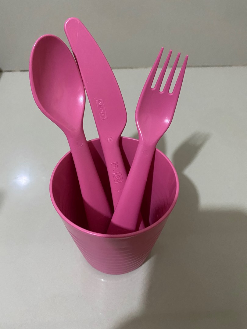 Ikea pink spoon, fork,knife and cup, Babies & Kids, Nursing & Feeding