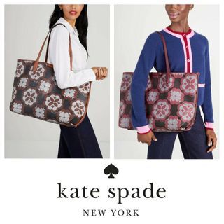 [Retail Transfer] Kate Spade Spade Flower Monogram Sutton Medium Tote in  Signature Garnet Rose Multi