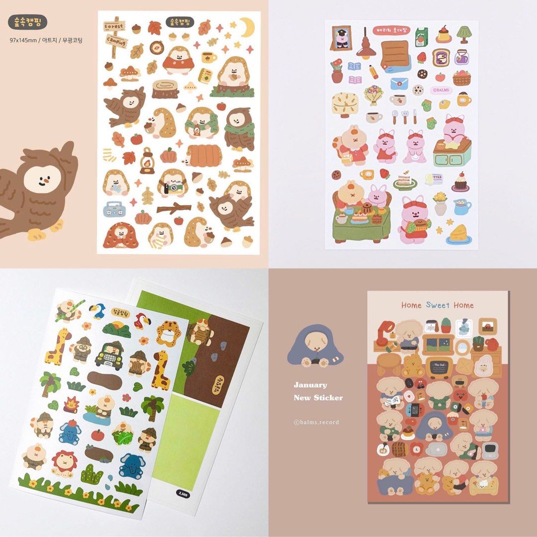 korean authentic stickers (heeyane, chichiland, catbbang, balms ...